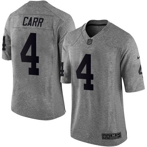 Nike Raiders #4 Derek Carr Gray Men's Stitched NFL Limited Gridiron Gray Jersey - Click Image to Close